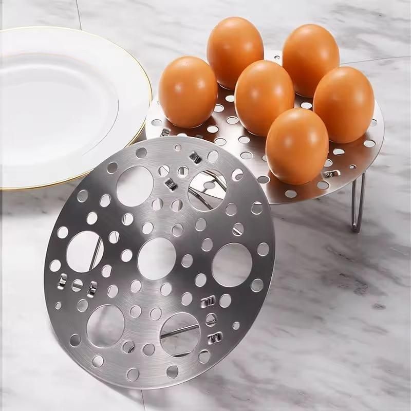 Stainless Steel Round Egg Steamer Rack  7 Holes Stand